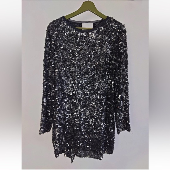 3.1 Phillip Lim Gun Metal Grey 100% Silk Sequin Shift Dress Size US 4 $850 MSRP - Picture 2 of 8